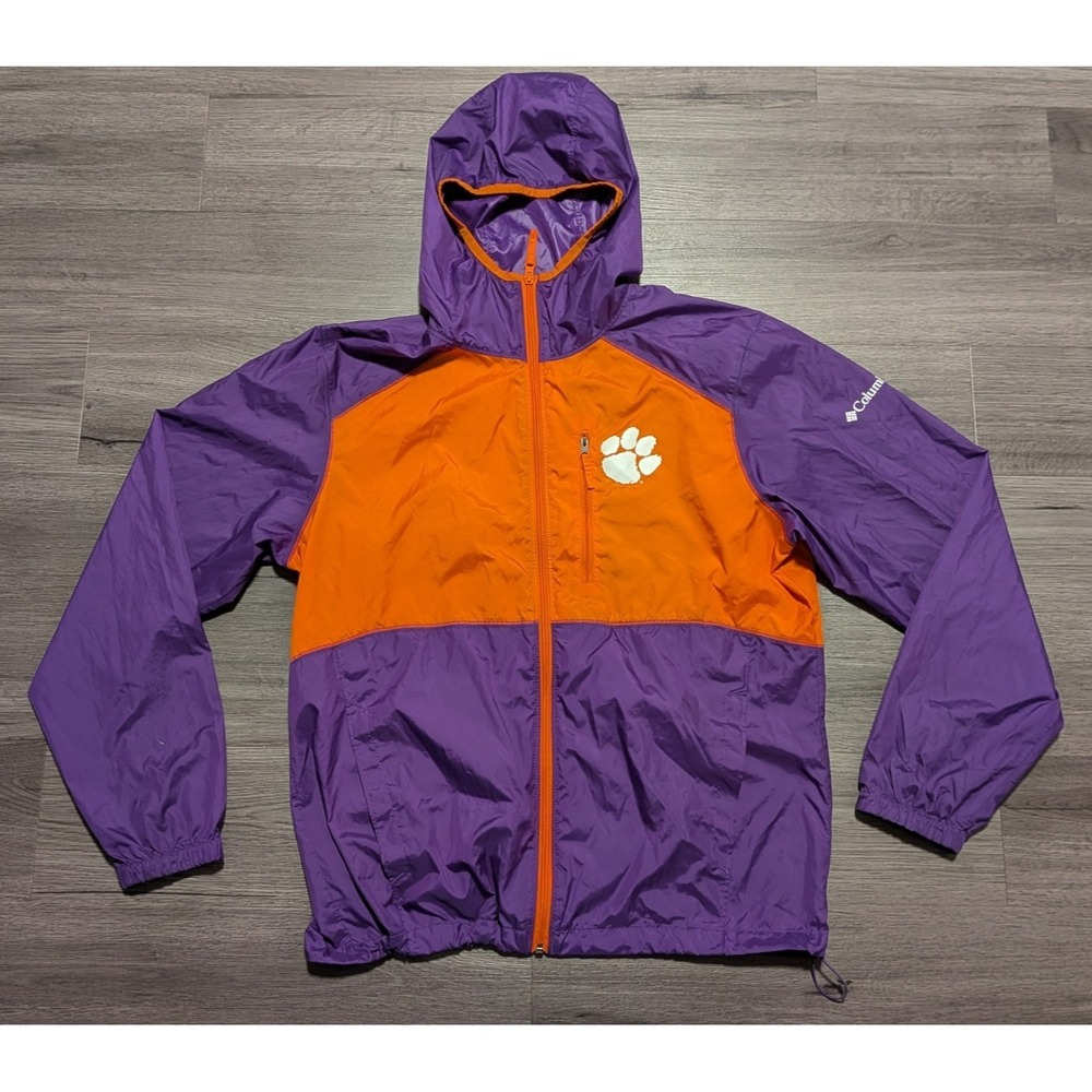 Columbia Clemson Tigers Purple Orange Lightweight Hooded Full Zip Jacket Size M